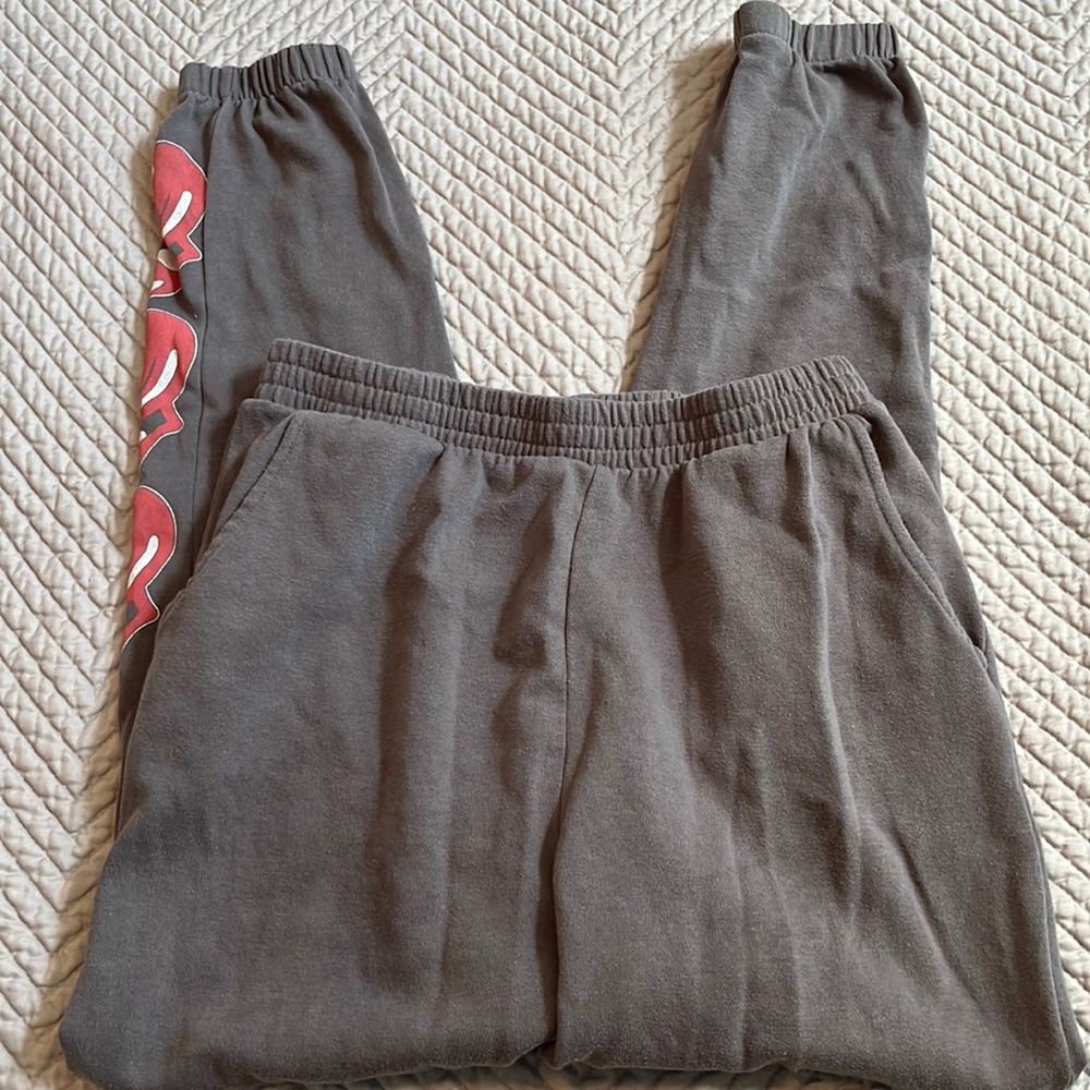 Grey Rolling Stones sweat pants